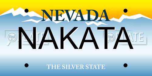 NAKATA Nevada License Plate
