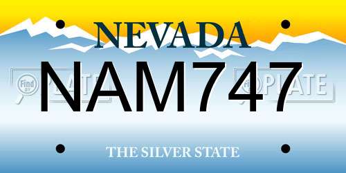 NAM747 Nevada License Plate