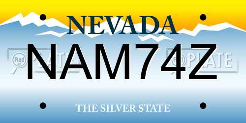 NAM74Z Nevada License Plate
