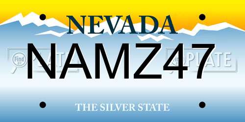 NAMZ47 Nevada License Plate