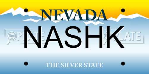 NASHK Nevada License Plate