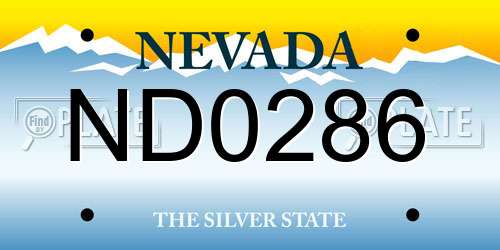 ND0286 Nevada License Plate