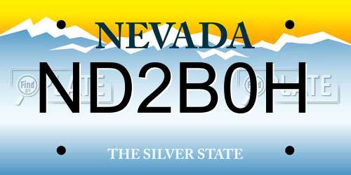 ND2B0H Nevada License Plate