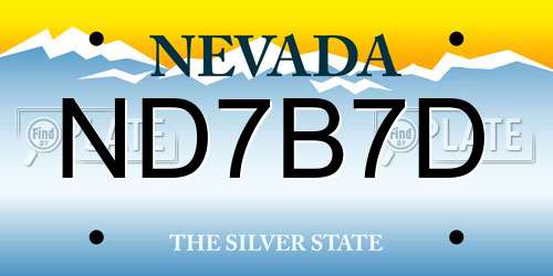 ND7B7D Nevada License Plate