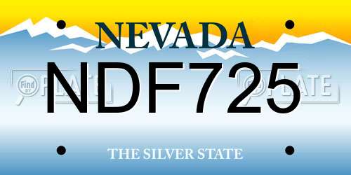 NDF725 Nevada License Plate