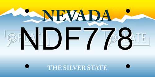 NDF778 Nevada License Plate