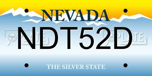 NDT52D Nevada License Plate