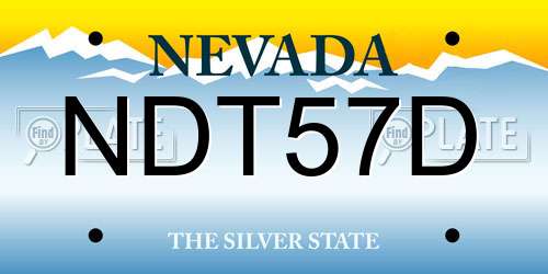 NDT57D Nevada License Plate