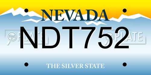 NDT752 Nevada License Plate