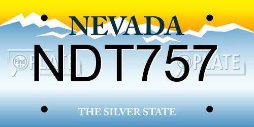 NDT757 Nevada License Plate
