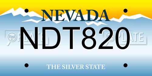 NDT820 Nevada License Plate