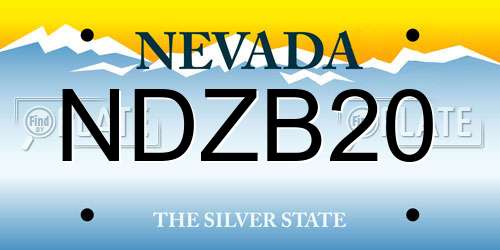 NDZB20 Nevada License Plate