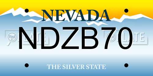 NDZB70 Nevada License Plate