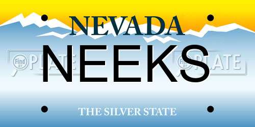 NEEKS Nevada License Plate