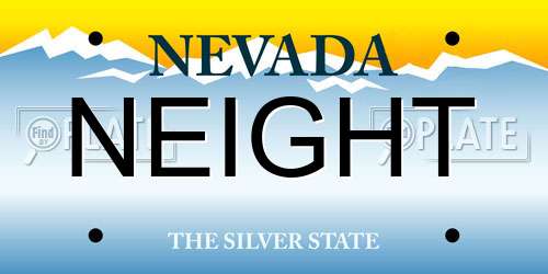 NEIGHT Nevada License Plate