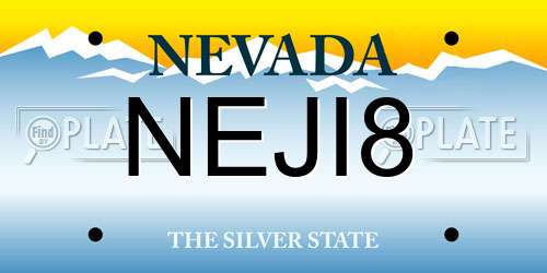 NEJI8 Nevada License Plate