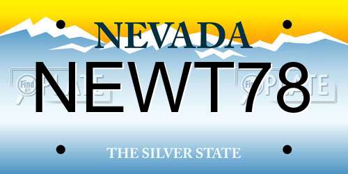NEWT78 Nevada License Plate