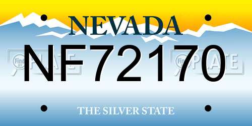 NF72170 Nevada License Plate