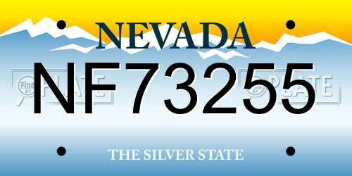 NF73255 Nevada License Plate