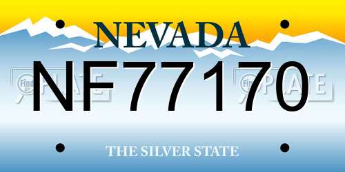 NF77170 Nevada License Plate