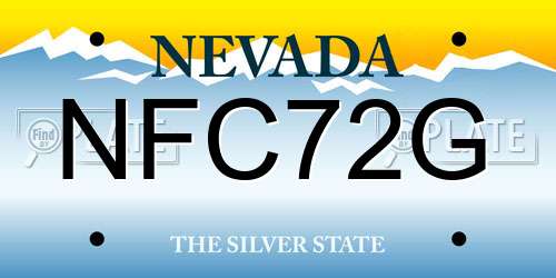 NFC72G Nevada License Plate