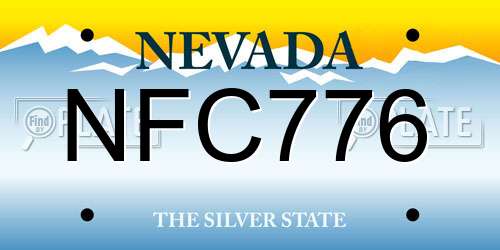 NFC776 Nevada License Plate