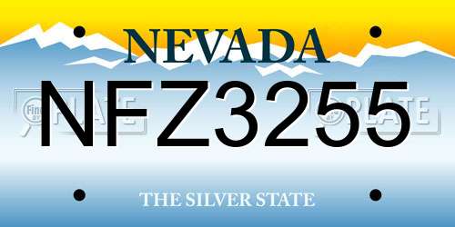 NFZ3255 Nevada License Plate