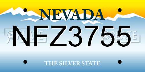 NFZ3755 Nevada License Plate