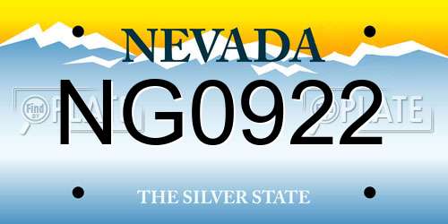 NG0922 Nevada License Plate