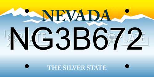 NG3B672 Nevada License Plate
