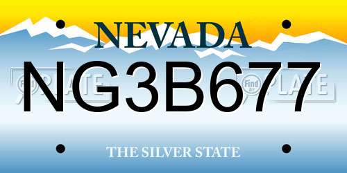 NG3B677 Nevada License Plate
