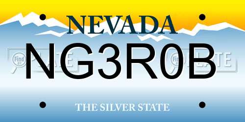 NG3R0B Nevada License Plate