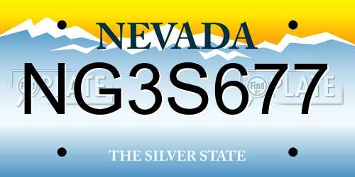 NG3S677 Nevada License Plate