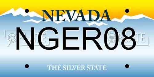 NGER08 Nevada License Plate