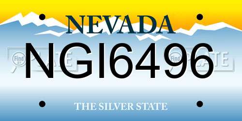 NGI6496 Nevada License Plate