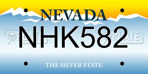 NHK582 Nevada License Plate