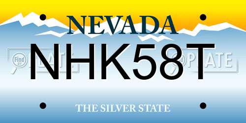 NHK58T Nevada License Plate