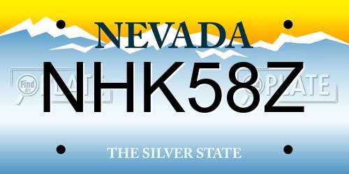 NHK58Z Nevada License Plate