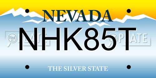 NHK85T Nevada License Plate