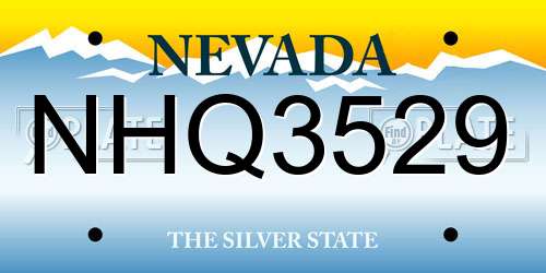 NHQ3529 Nevada License Plate