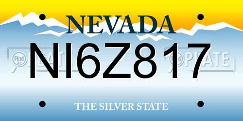 NI6Z817 Nevada License Plate