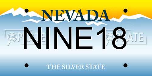 NINE18 Nevada License Plate