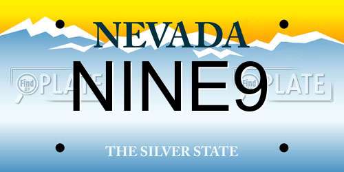 NINE9 Nevada License Plate