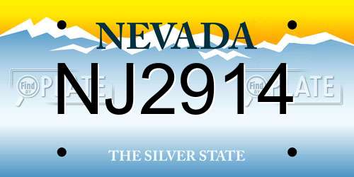 NJ2914 Nevada License Plate