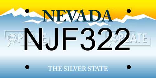 NJF322 Nevada License Plate