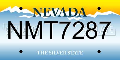 NMT7287 Nevada License Plate