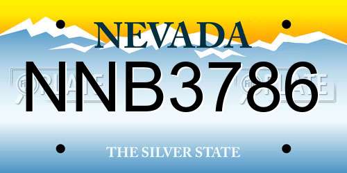NNB3786 Nevada License Plate