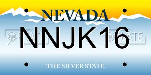 NNJK16 Nevada License Plate