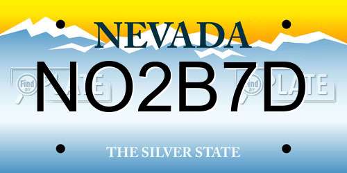 NO2B7D Nevada License Plate