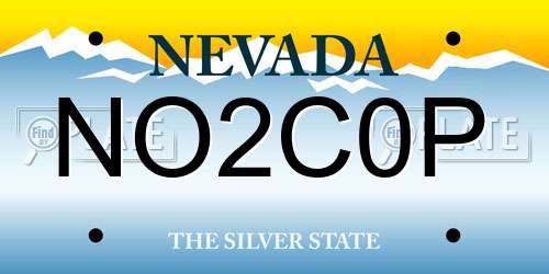 NO2C0P Nevada License Plate